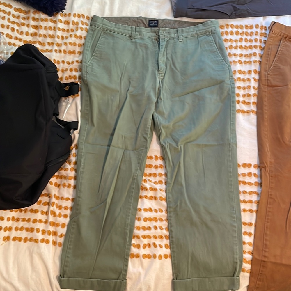 Mens J crew chinos: color: green; size: 34x32